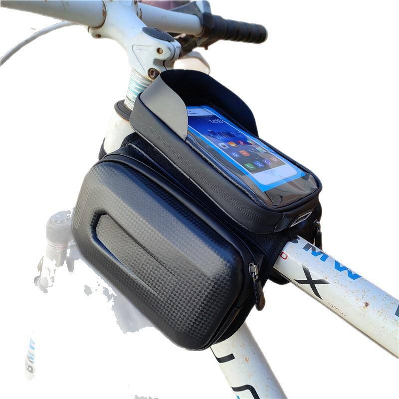 Front Beam Waterproof Touchscreen Phone Bag | Hard Shell Mountain Bike Saddle Bag