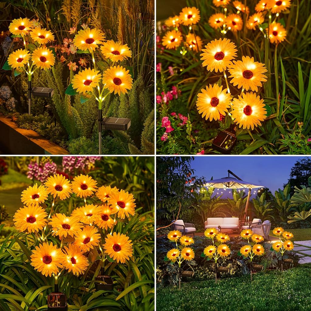 Solar Sunflower LED Garden Light - Vibrant Yellow Flower Decoration