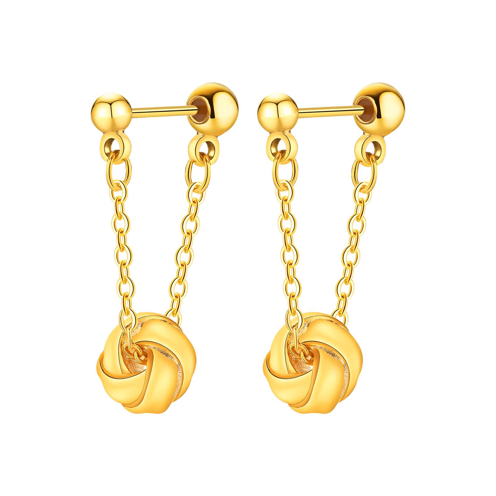 

Ball Bead Tassel Chain Love Knot Drop Dangle Earrings for Women, Hypoallergenic Needle Ear Studs