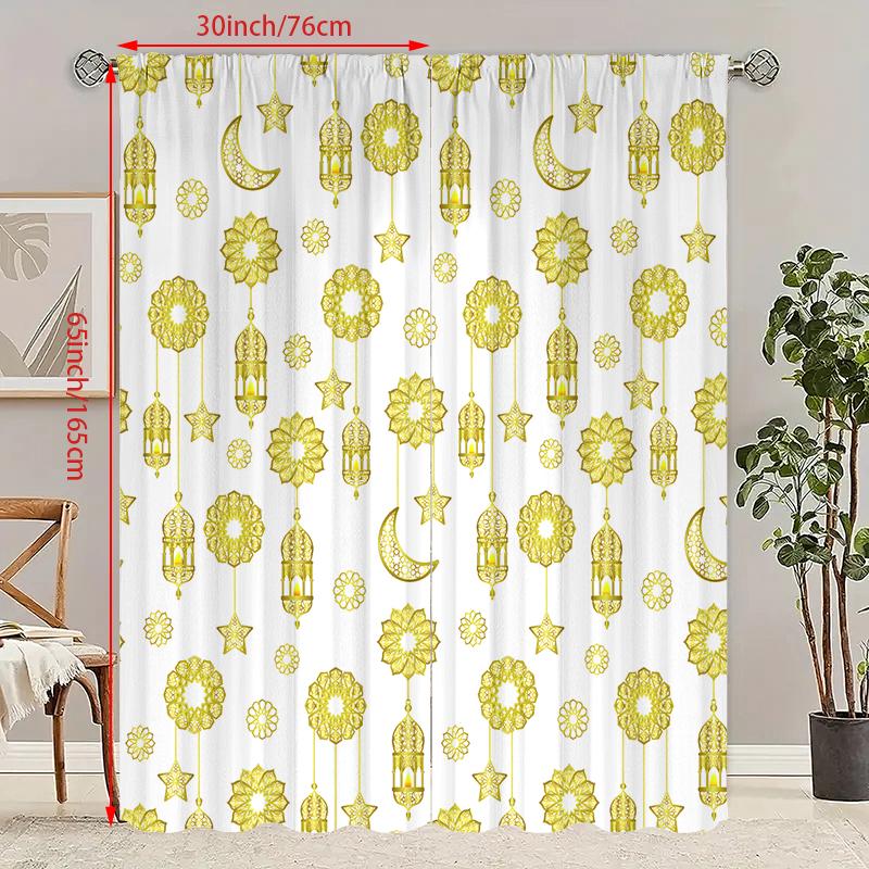 

2pcs- Golden Crescent polyester curtains, pole bag curtains 42*84, bedroom, living room, home room, party decoration 23Wx59L(60x150CM)x2