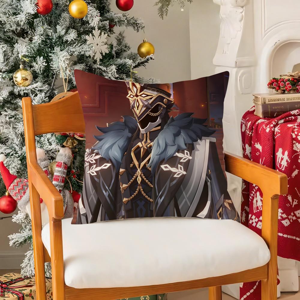 Game GGenshin Impact Capitano Thrain Pillow Case Silky Short Plush With Invisible Zipper Dustproof Sofa Cushion Cover