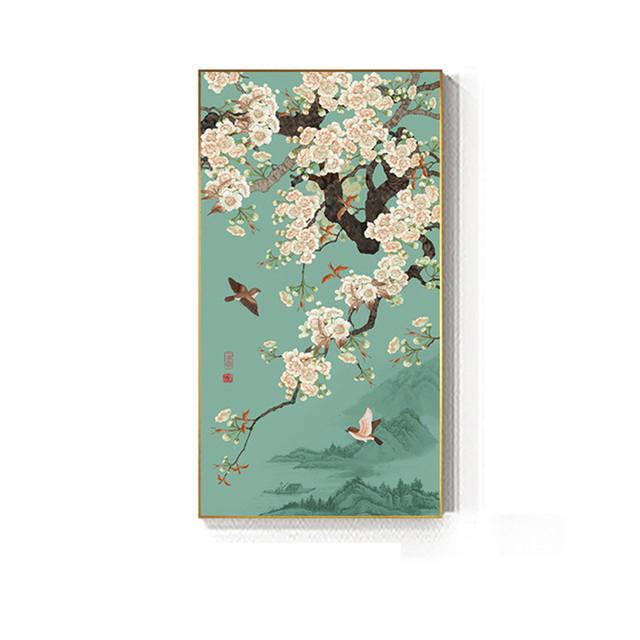 Classical Chinese Style Flower and Bird Landscape Canvas Painting Wall Art Picture Posters and Prints for Living Room Home Decor No Frame