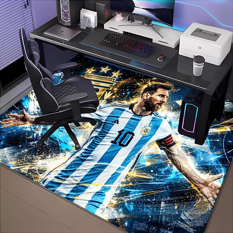 1PC Argentina Football Star Messi Rug Game Carpet, Floor Mat for Bedroom Living Room Entryway Rug, Home Decor Idea Gift for Christmas birthday