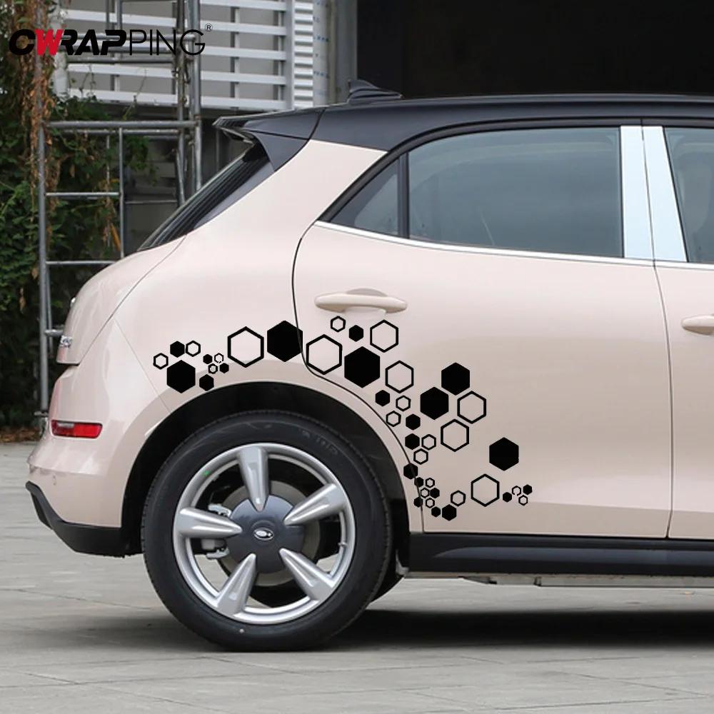 Car Door Stickers Vinyl Hexagon Honeycomb Decals Auto Body Tuning Stickers for Universal Auto Honeycomb Tuning Decal Accessories