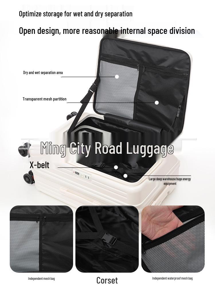 

2024 Women s Expandable Side-Opening 26-Inch Carry-On Leather Suitcase for Men 20-inch