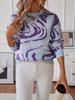Women S Knitted Pullover Sweater Round Neck Loose Fit Colorful Pattern Spring