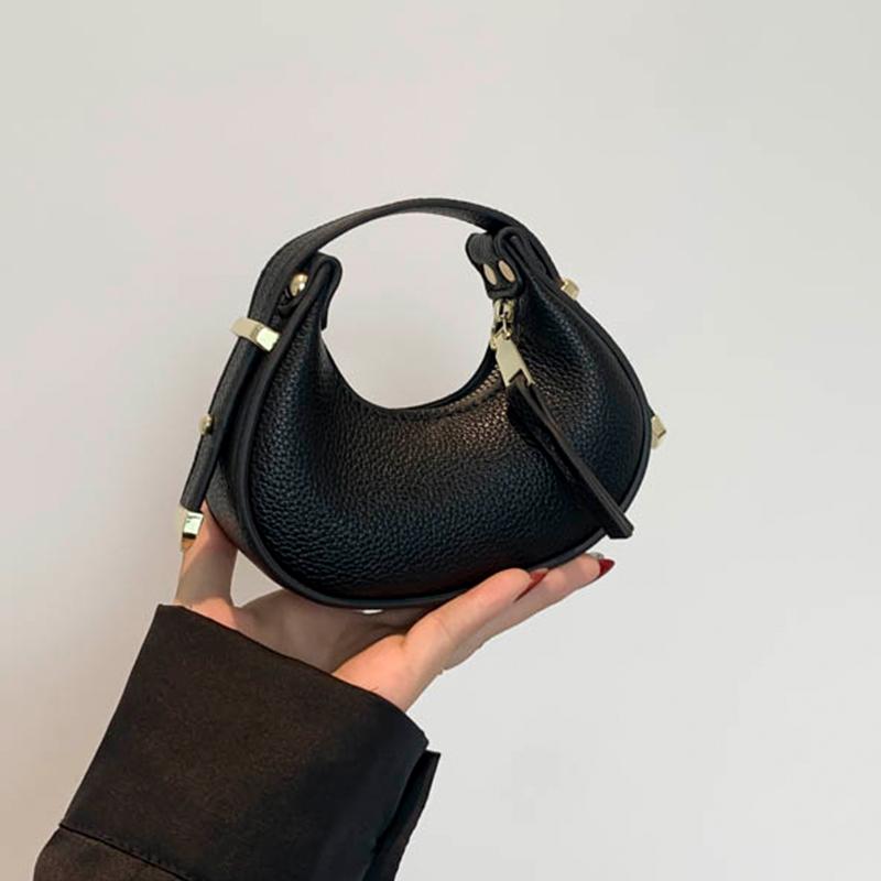 Hochwertige strukturierte Mini Halbmondtasche  Chic Vielseitig Weiches Leder Lippenstift Handtaschen Mädchen Niedliche Geldbörse