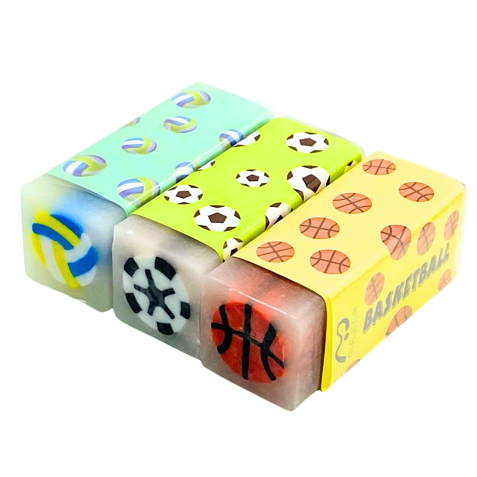

Miaomyao Erasers for Elementary School Students Erasers Stationery Assorted Set of 12 Featuring and Sports Ball Designs - High-Performance - - - белый
