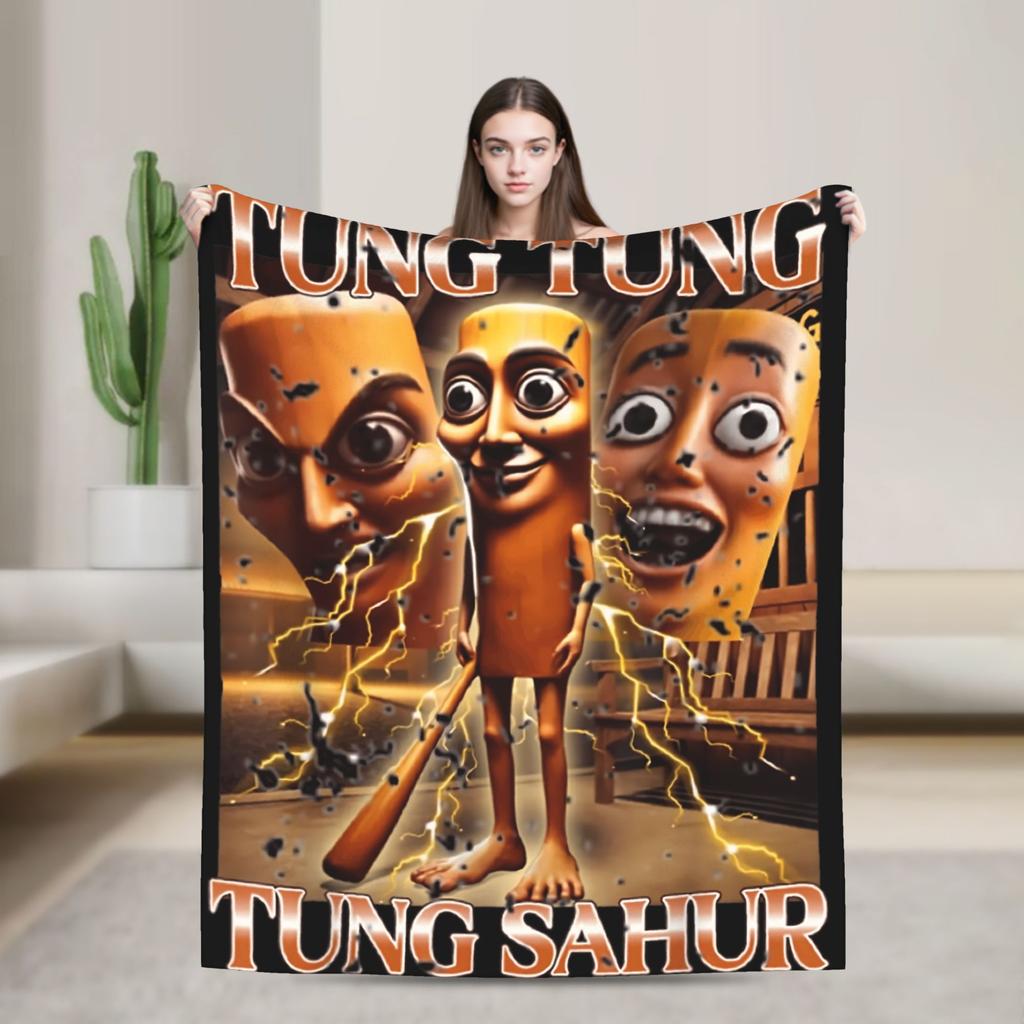 Cappuccino Assassino Italian Brainrot Memes Blanket Travel Flannel Bedding Throws For Couch Chair Sofa Bed Super Soft Bedspread