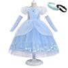 Cinderella Dress Cosplay Costume Headband Choker Set Princess Dress Up Present Christmas Halloween Costume Recital Wedding Accessory [NicoLuLuna]