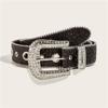 Goth Style Belts Women Pu Leather Strap Rhinestone Belts Western Cowboy Y2K Girls Fashion Belt For Jeans Men Dropship