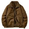 2025 Men's Double-Sided Washed Cotton Flight Jacket with Lambswool for Autumn/Winter