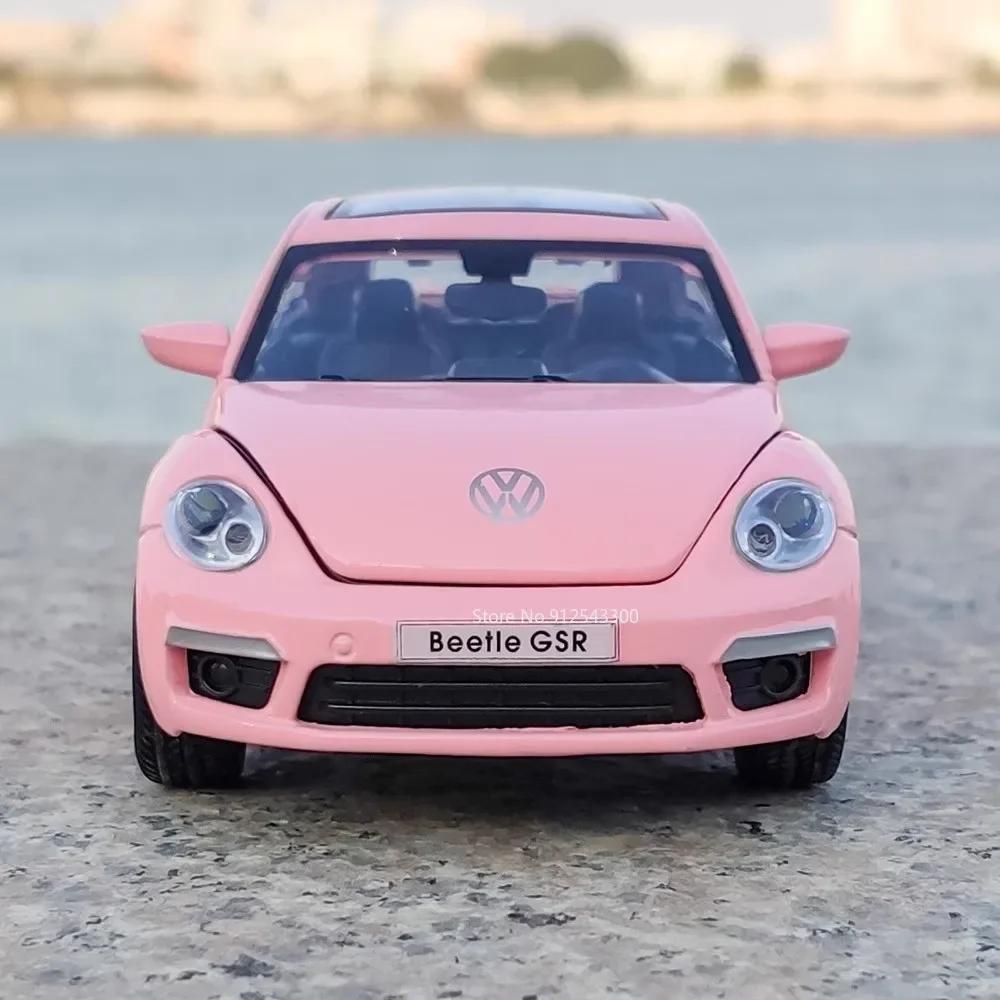 1:32 Scale Beetle GSR Car T1 Bus Model Toy Sound Light Vehicles Alloy Diecast Pull Back Miniature Models Kids Holiday Gifts