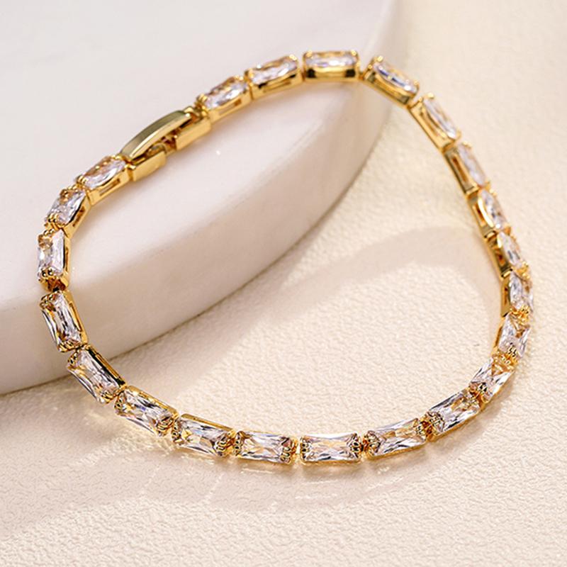 2PCS French Stainless Steel Bracelet Set For Women High Quality Shiny Zircon 18K Gold-plated Not Fading Bracelet Jewelry Gifts