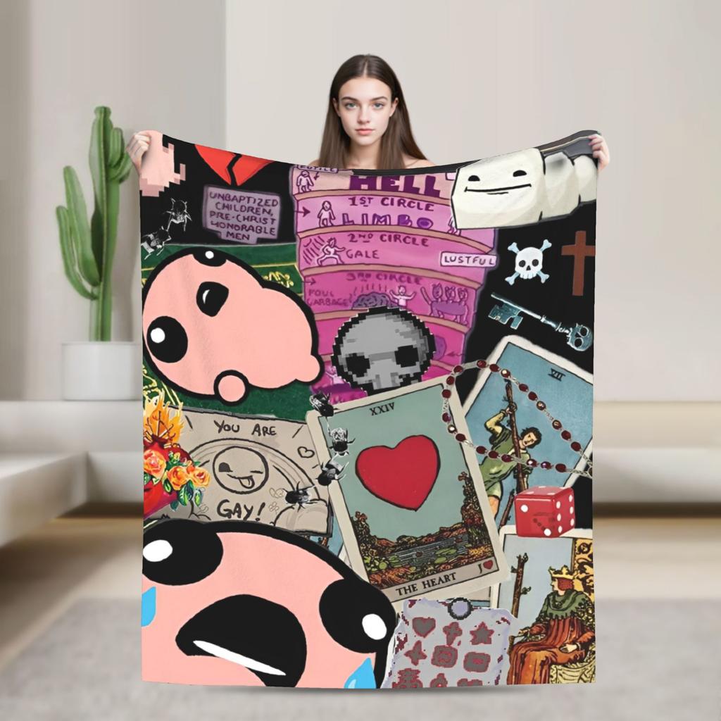 Funda de Manta de Dibujos Animados The Binding of Isaac Manta de Felpa para Lanzar Ultra-Suave para Coche Colcha