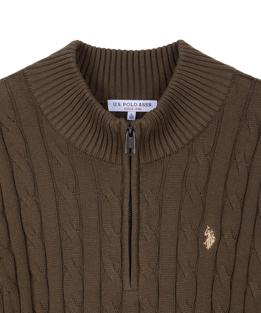 USPOLOASSN Cable Half-Zip Knit_Brown