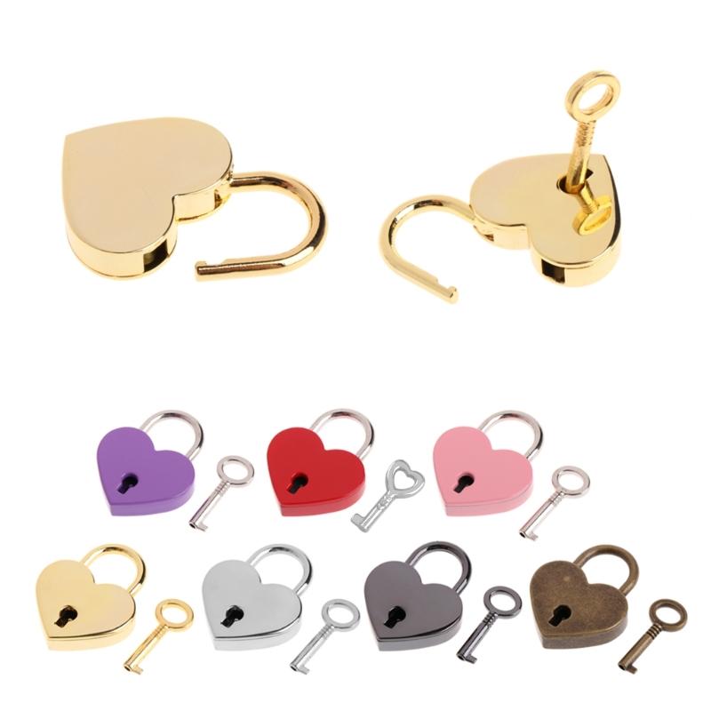 Metal for Wish Lock Mini Heart Archaize Padlocks With for Key Jewelry Box Decorative Padlock for Lovers, Girls, Students