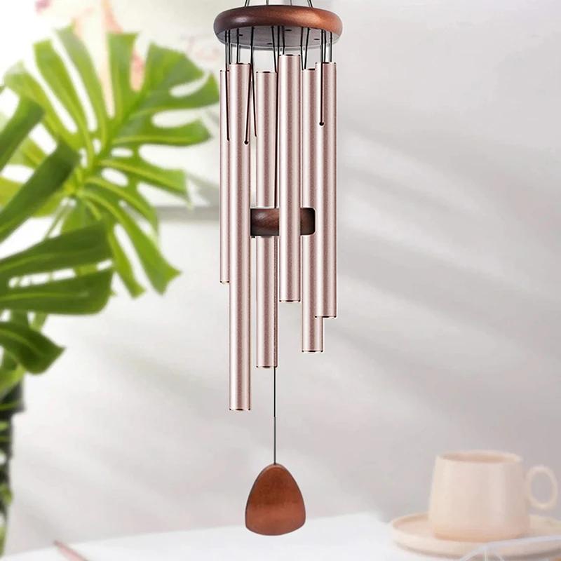 [PL]Classic 26 Inch Aluminum Pipe Wind Chimes With Wooden Hanging Tag Farmhouses Terraces Gardens Balcony Corridor Decoration