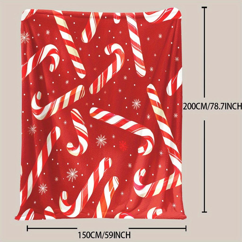 Christmas Candy Cane Pattern Throw Blanket, Festive Home Decor Blanket