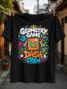 Geometry Gang Dash Crew Graffiti Lettering With Colorful Square Character Crown Stars And Spray Art Unisex All Tshirt