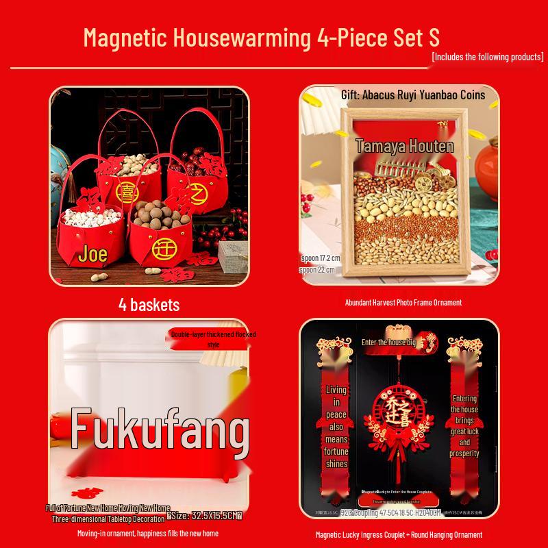 Auspicious Housewarming Magnetic Couplets for New Home Decor with New Year's Blessings
