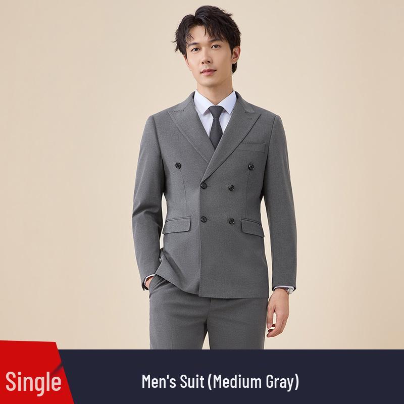 Men's Autumn/Winter Double-Breasted Suit Set - Professional Business Attire for Hotel Managers