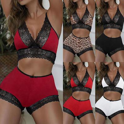 Women Bra Color Suit Lace Edge Shorts Suit No Rims Underwears