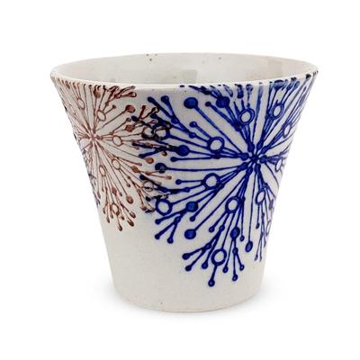 Isayama Kiln 140cc In Hasami Yunomi Tea Flower Center Blue J-kitchens Teacup, (Made Japan, Ware, Bowl), Pattern,