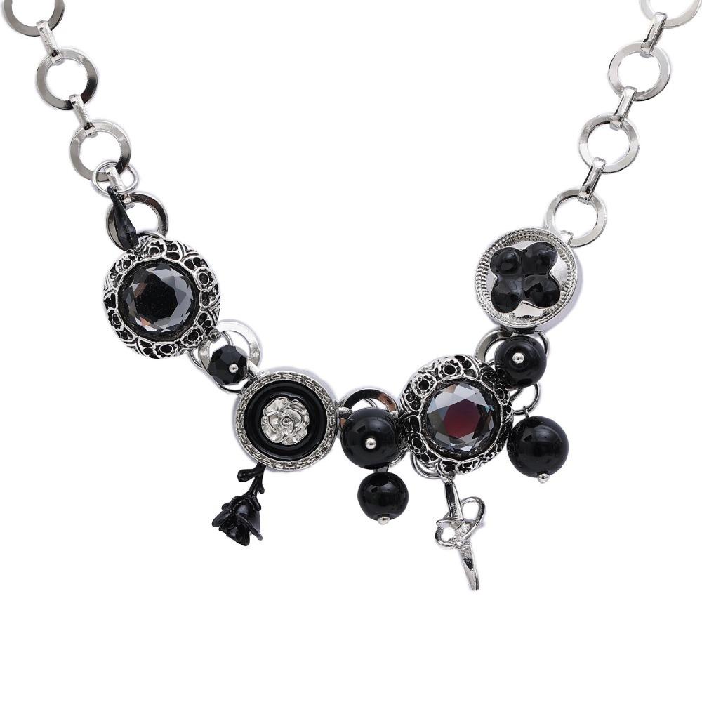 Crystal Rhinestone Beads Necklace Flower Clavicle Chain Choker Charm Gothic Necklace  Party