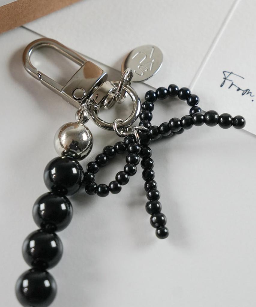SUYV Mobile Phone Bead Keyring Modern Ribbon Black
