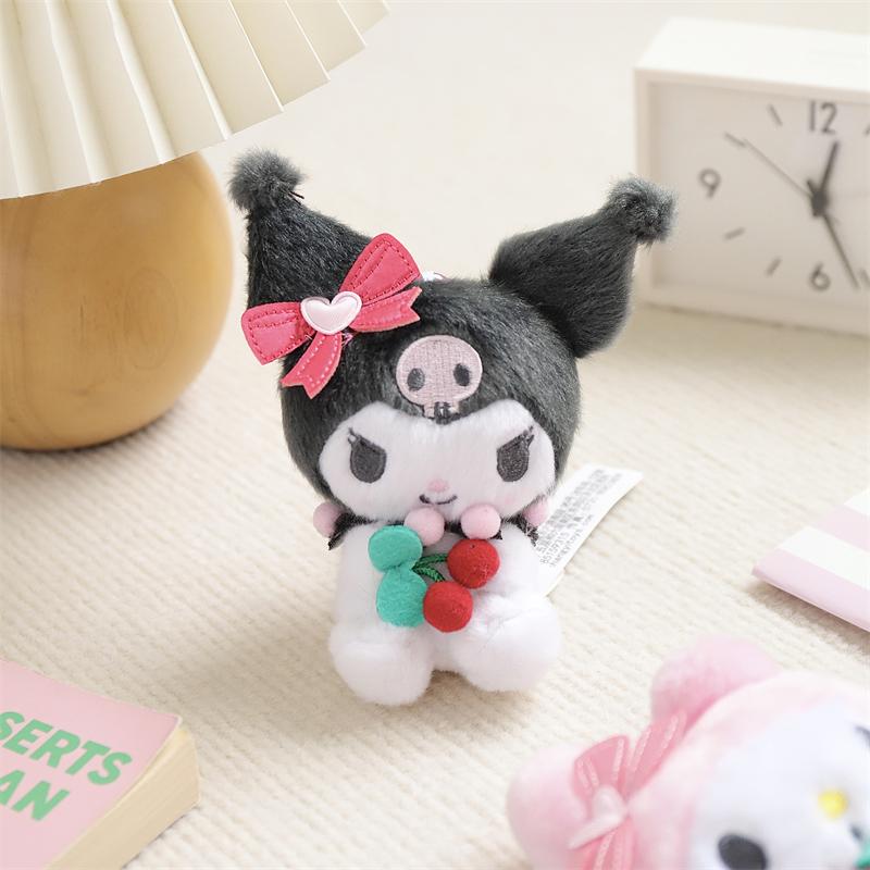 Hello Kitty Kuromi Melody Cinnamoroll Stuffed Toys Pendant Cute Plush Toys Keyring Anime Keychain Birthday Christmas Gift