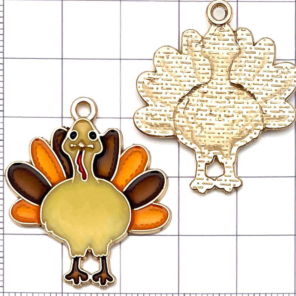 20pcs Thanksgiving Pendants: Colorful Enamel Pumpkin, Turkey, Maple Leaf Charms for DIY Jewelry Accessories