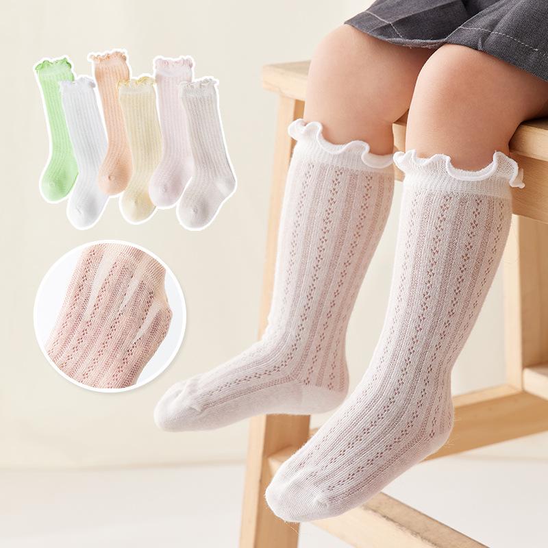 Breathable Summer Mesh Cotton Baby Socks with Ruffled Top