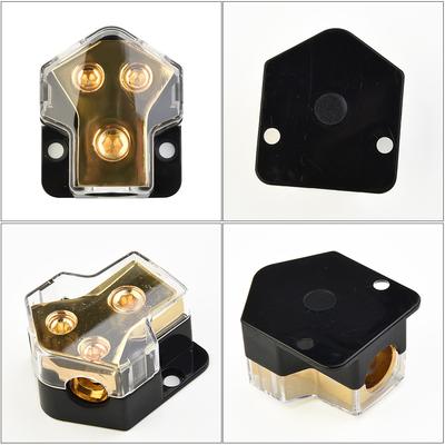 Massives Messing Kfz Stromverteilerblock Hohe Leistung 2-Wege Kupfer Auto Audio StromMasse Verteiler 0/4 Gauge AWG
