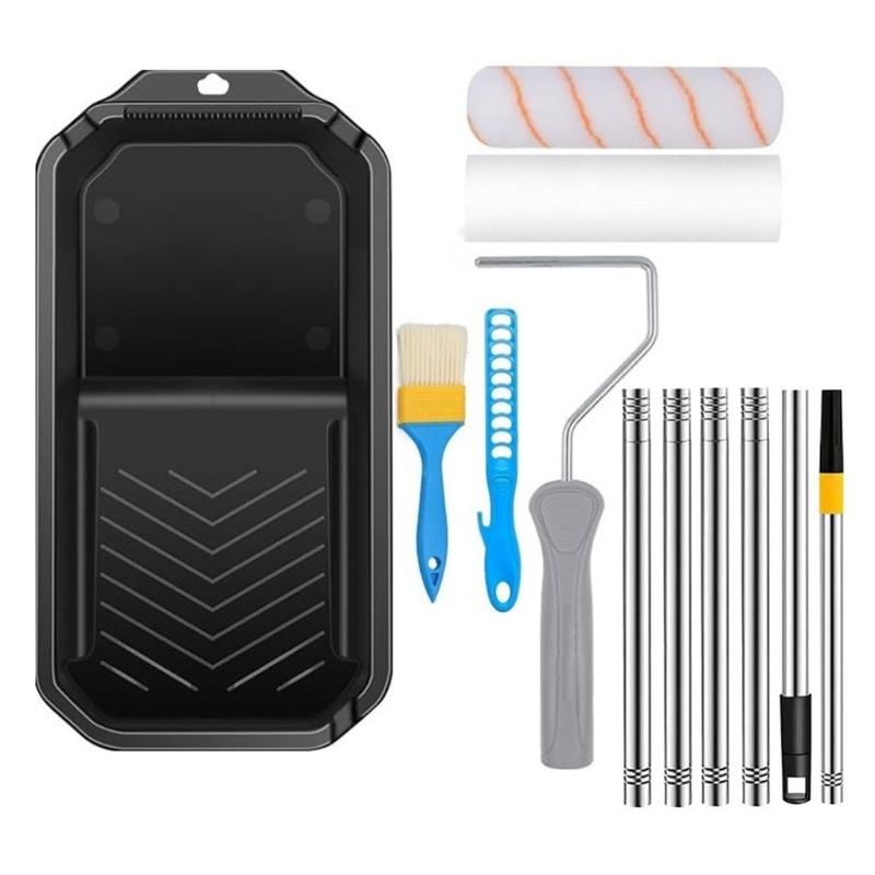 Small Paint Roller Set Includes Microfiber Rollers Touches Up Multipurpose Tray Home Accessory for Wall Painting