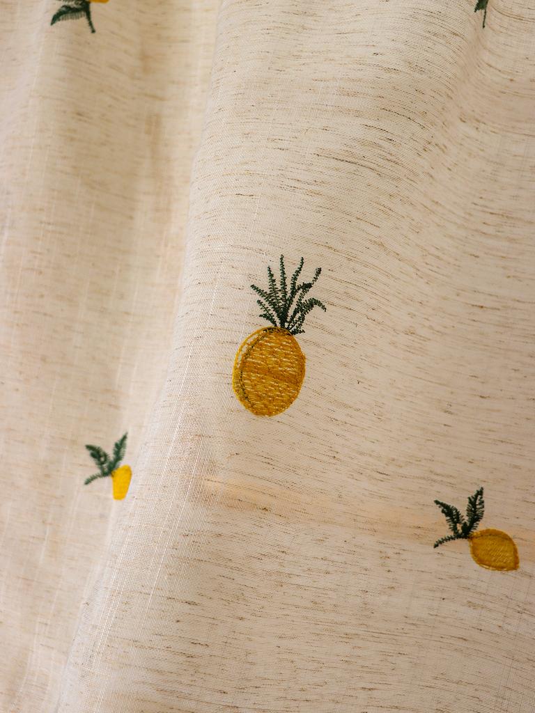 Linen Embroidery Pineapple with Fringe Short Curtain Blockout Curtain Bedroom Floating Window Curtain Kitchen Partition Curtains