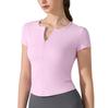 Naked Slimming Yoga Short Sleeve Waist Sports Crew Neck T-Shirt Half Zipper V-Neck Fitness Tights