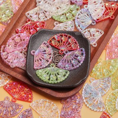 10/20pcs AB Color Fan Loose Beads Gilded Edge Rose Leaf Loose Beads Fashion DIY Jewelry Accessories Handmade Materials