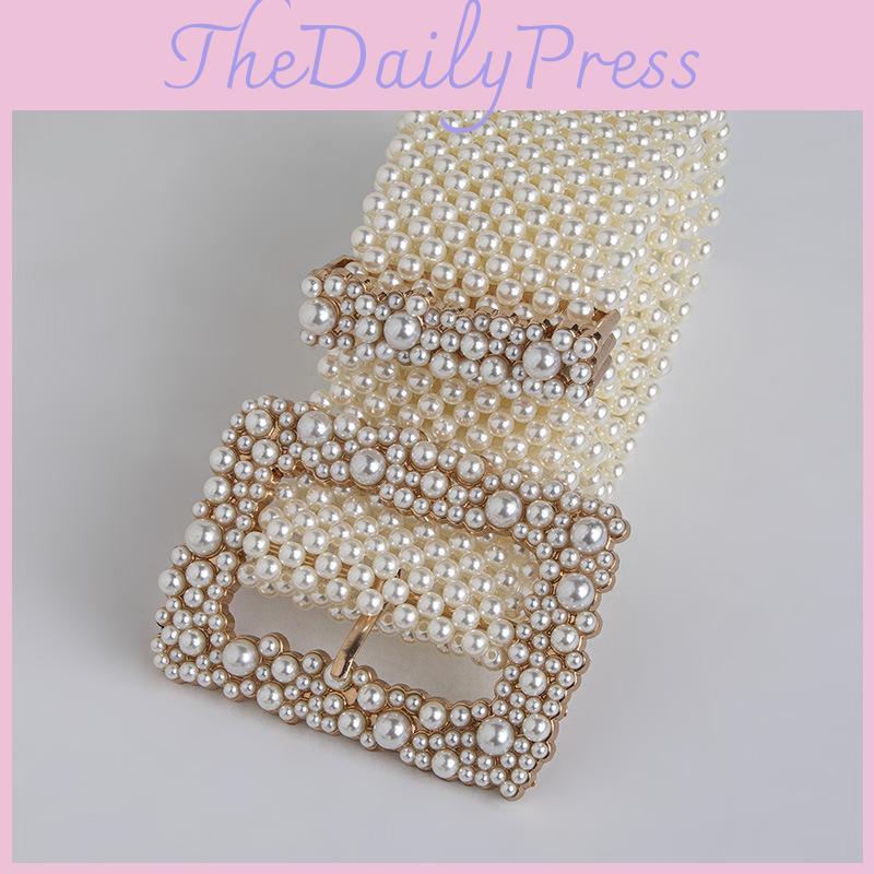 Artificial Pearl Waist Chain With Square Needle Buckle Design For Wear Daily
