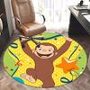 Curious George Chair Mat Round Rug-Office Carpet, Machine Washable, Non-slip, Suitable for Living Rooms, Bedrooms