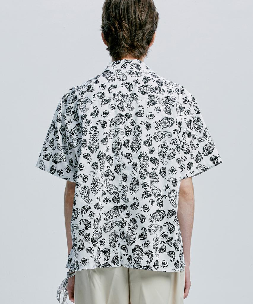 SSY Coconut Hawaiian Paisley Half Shirt White