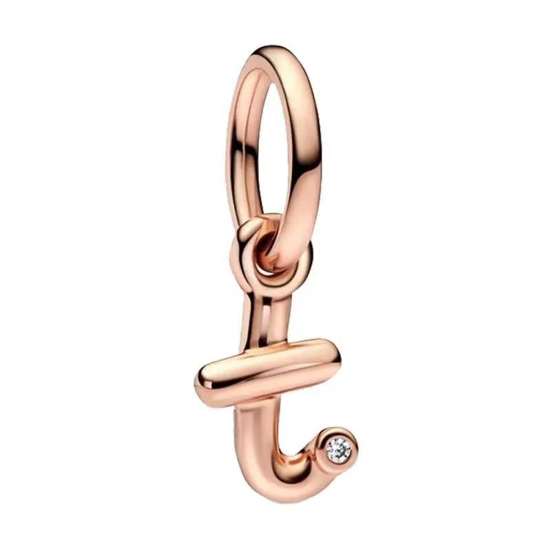 Brand New Plated Rose Gold Letter A-z 26 Alphabet Bead Component Zircon Letter Charm Bead Component Compatible With Authentic Original Bracelet High