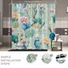 1pc Floral Shower Curtain with Cacti & Water Lily Design - 70.8x70.8 Inch Polyester Fabric Bathroom Decor, Mint Green Botanical