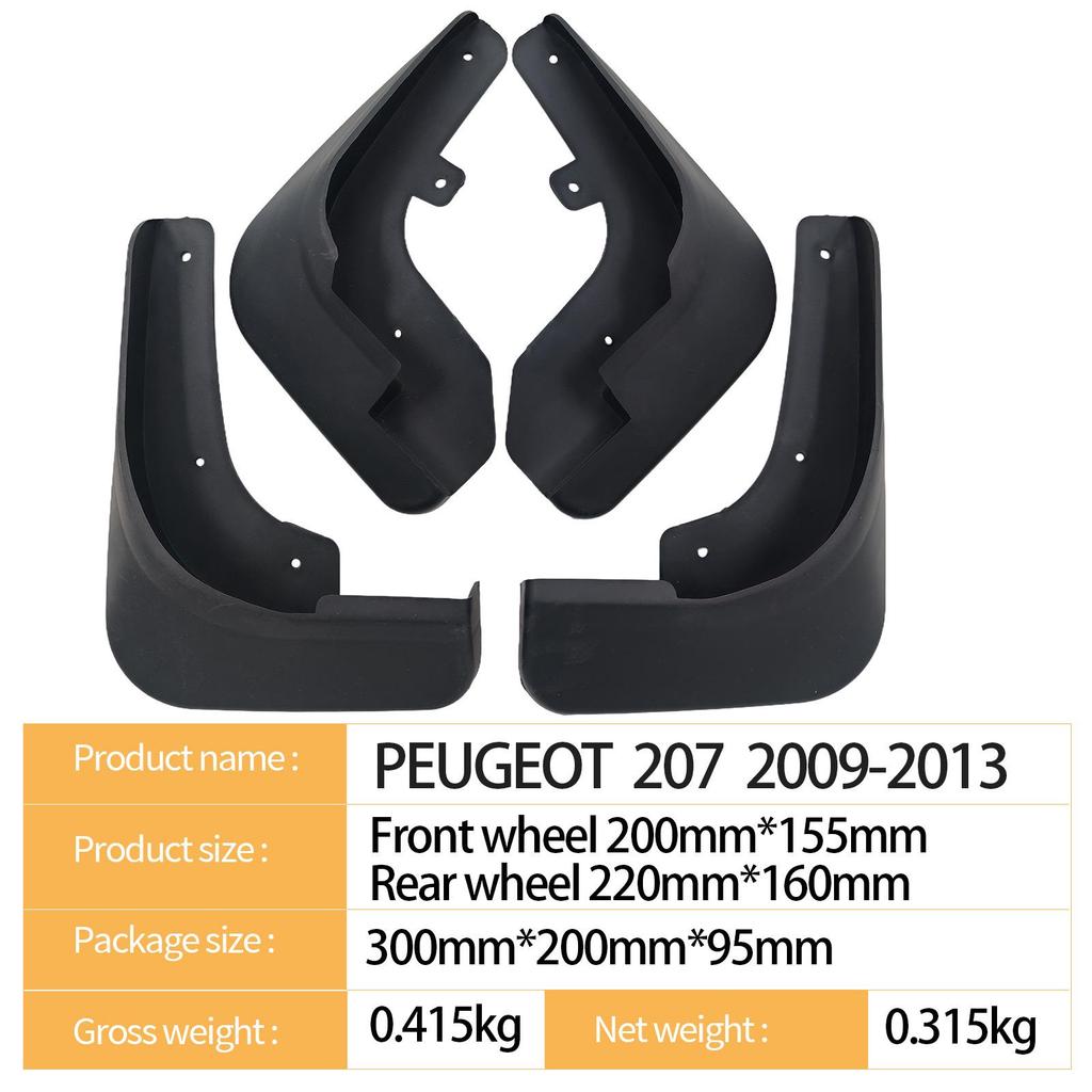 Paraspruzzi per Pneumatici Peugeot 207 Berlina 2009-2013