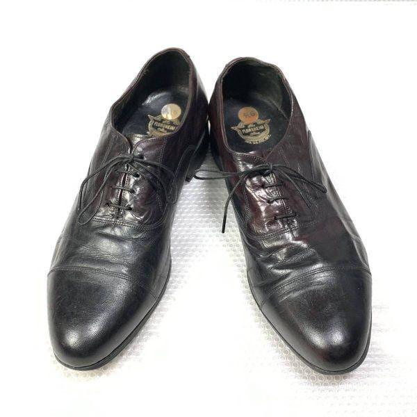 Vintage 80s Florsheim Leather Cap Toe Oxford Shoes Red Black 9D 27.0-27.5(USED)