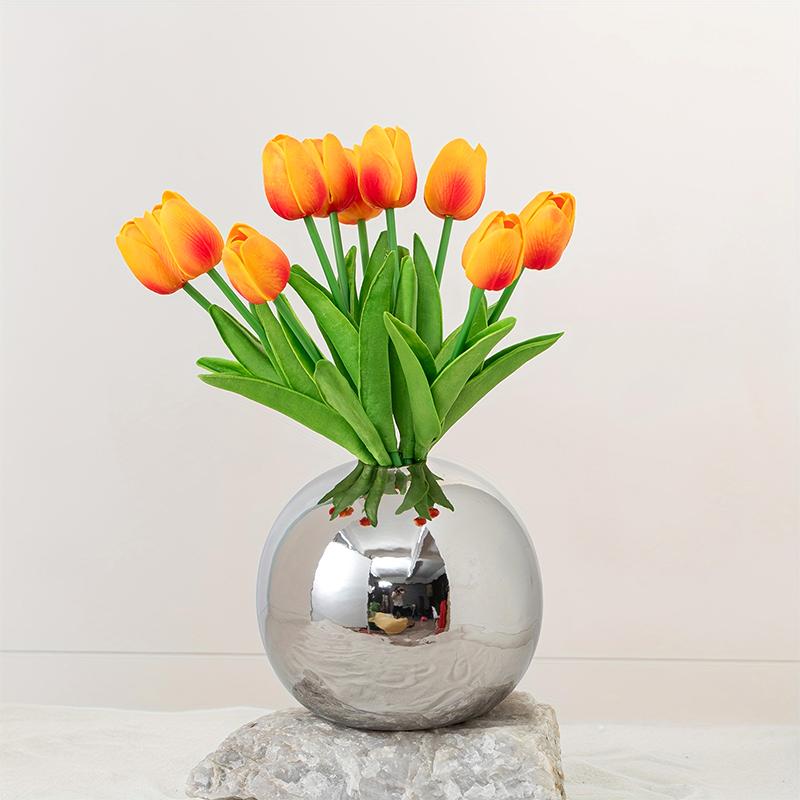 1/3pcs Plated Vase Modern Round Ball Vase Table Decor Accessories Flower Arrangement Craft Home Decoration SML