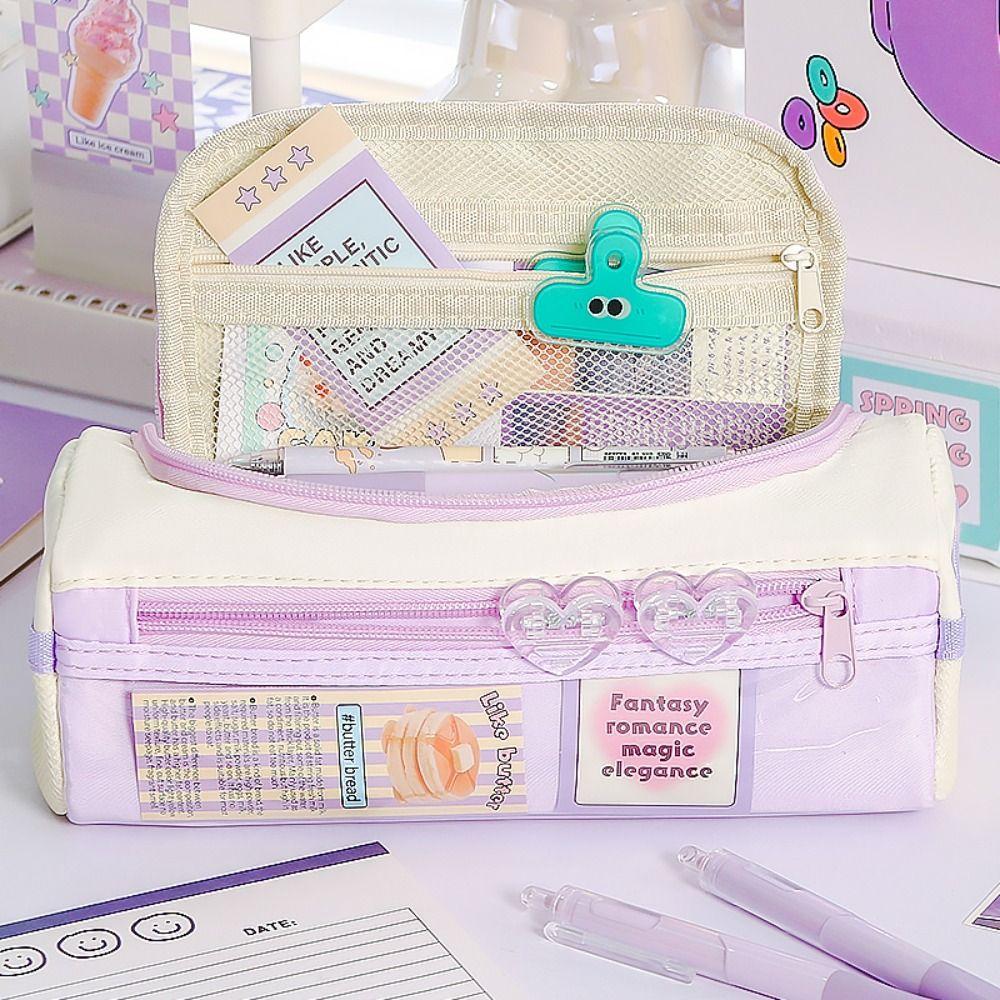 Star Pattern Pencil Case Zipper Design Stationery Storing Bag Stationery Organizer  School Office