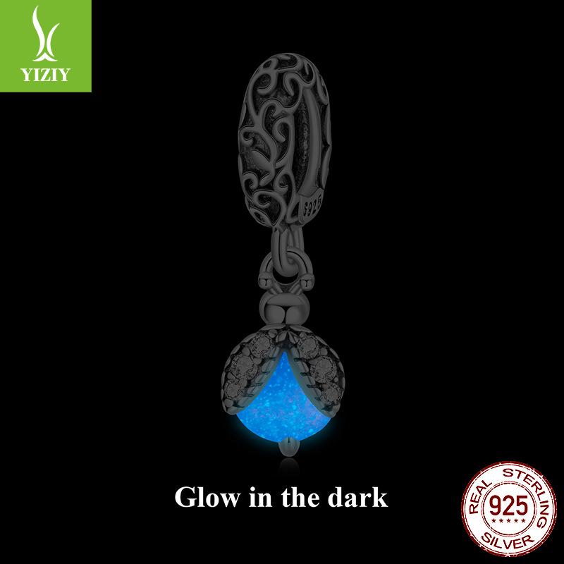 Luminous Stone Firefly Diy Pendant Accessories, Mori S925 Sterling Silver Luminous Insect Beads.