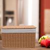 Grande Cesto Rettangolare in Vimini Contenitore Coperchio Maniglia Vestiti Libri Organizer Bucanderia Decorativo Cesto in Rattan Contenitore