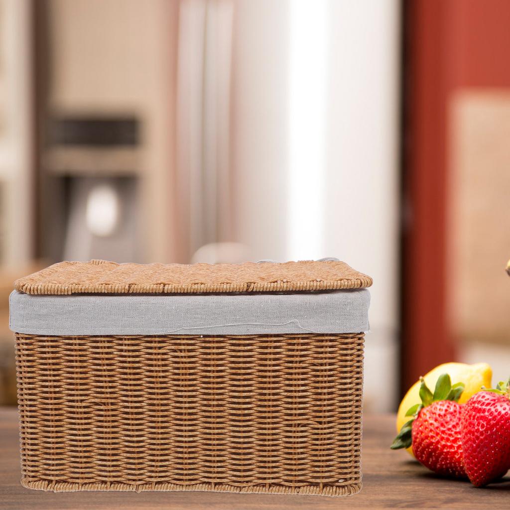 Grande Cesto Rettangolare in Vimini Contenitore Coperchio Maniglia Vestiti Libri Organizer Bucanderia Decorativo Cesto in Rattan Contenitore